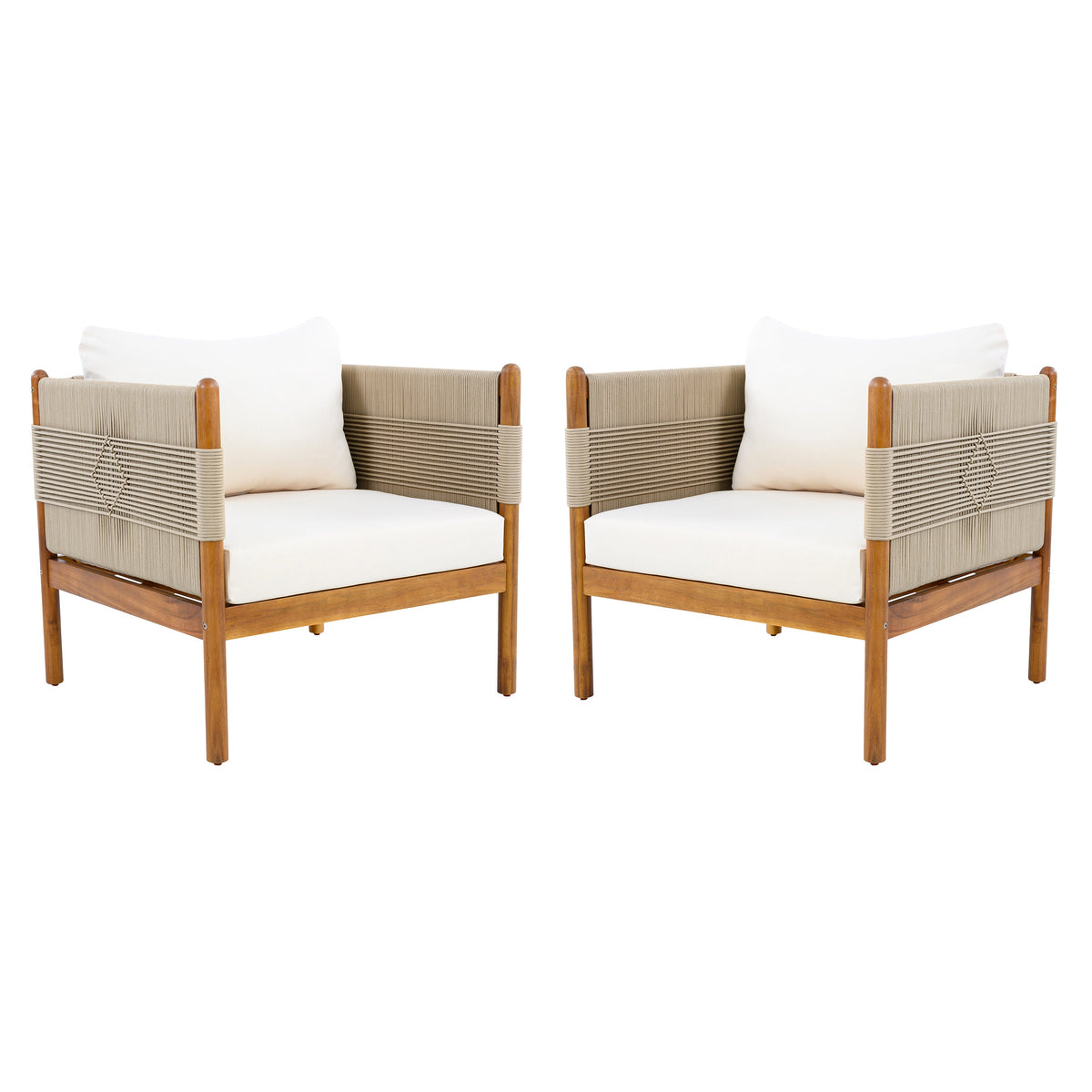 Outdoor Club Chairs (Set of 2) with Diamond-Pattern