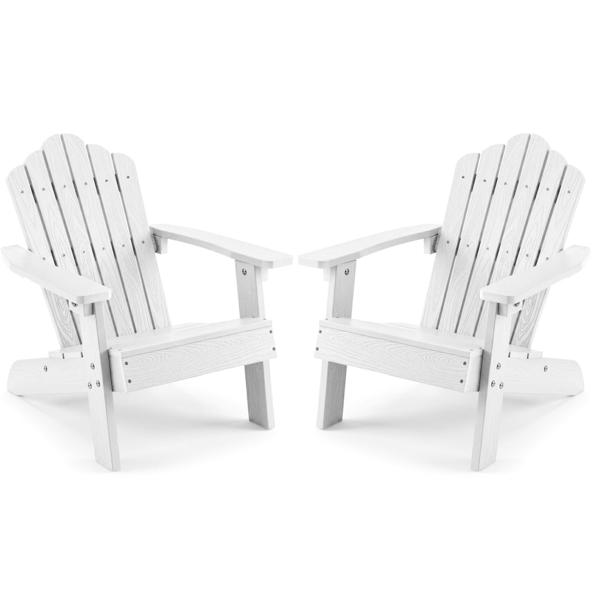 Set of 2 Kids Adirondack Chairs All-weather Outdoor Chairs for Children with Tilted High Backrest