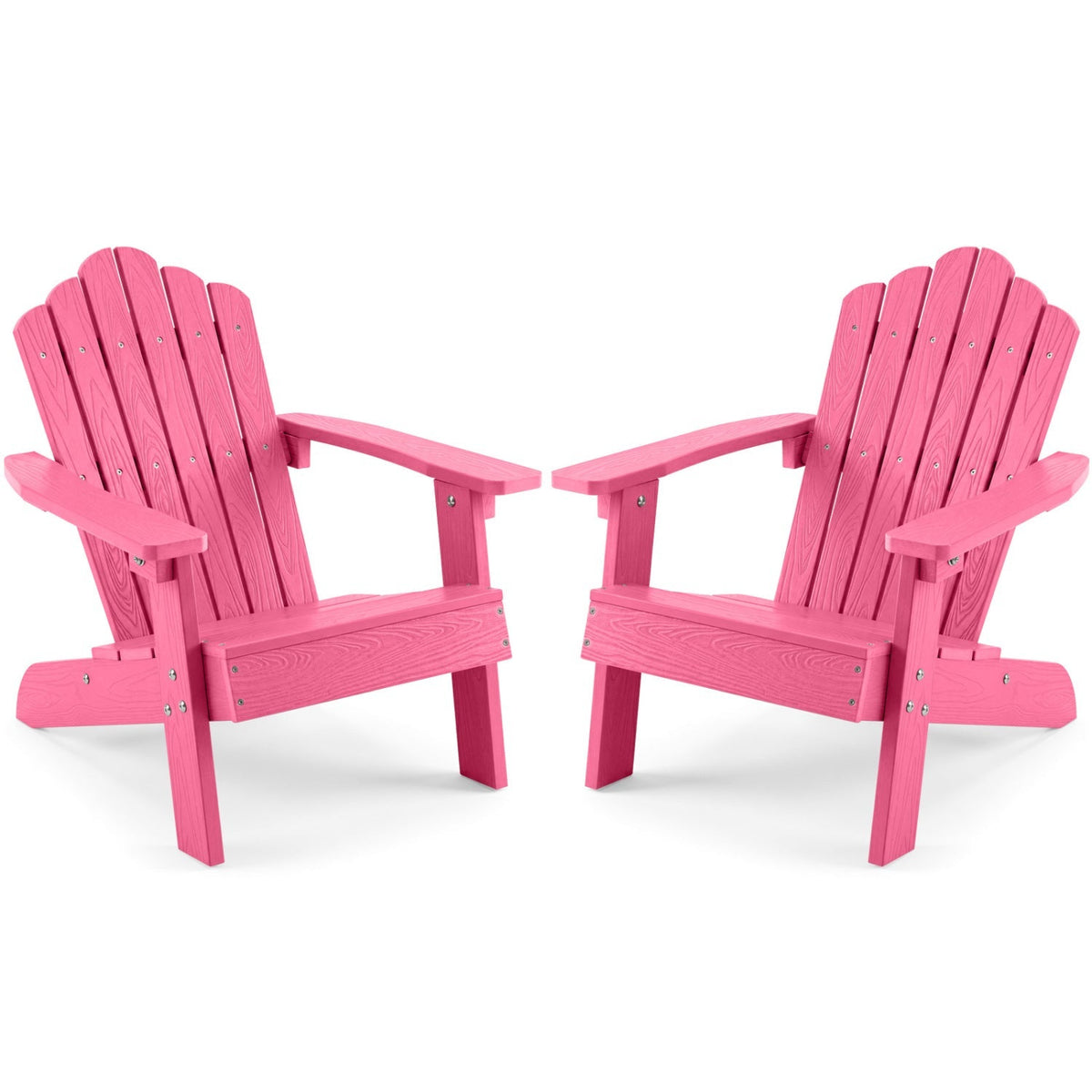Set of 2 Kids Adirondack Chairs All-weather Outdoor Chairs for Children with Tilted High Backrest