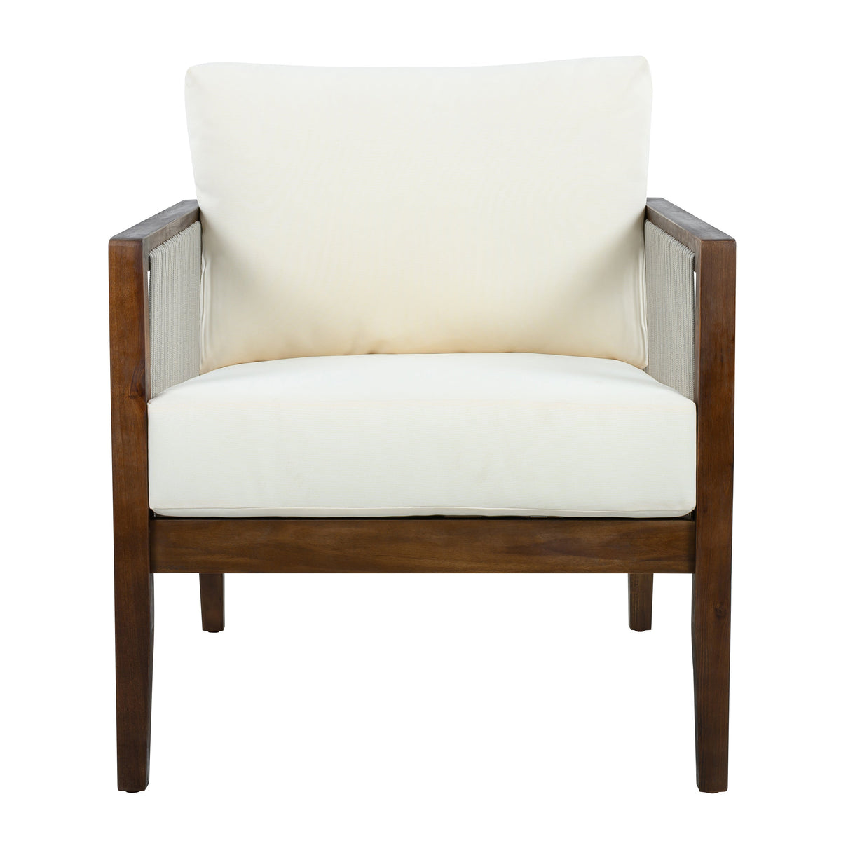 Outdoor Club Chair, Acacia Wood Frame with Rope Back