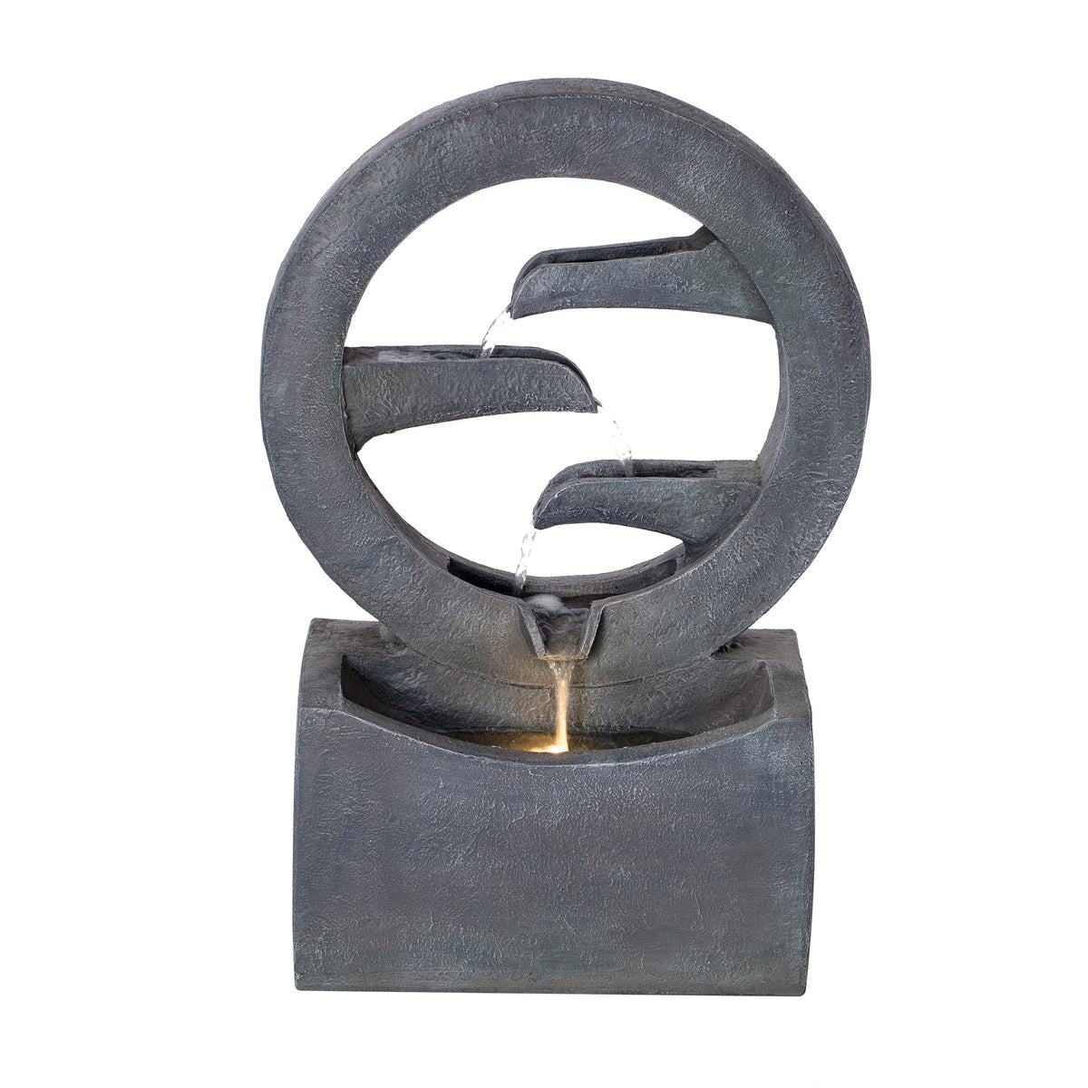 26.77"H Modern Circular Outdoor Fountain with LED Light