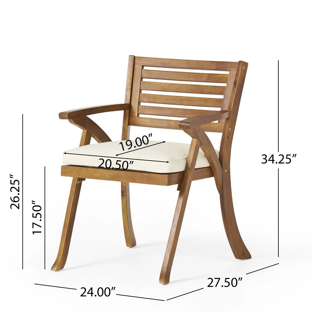 Outdoor 7 Pieces Acacia Wood Dining Set with Handwoven Rattan Legs