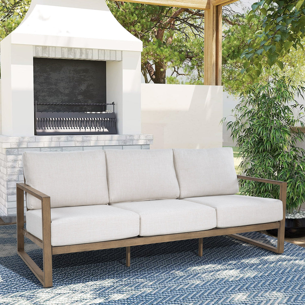 Hamarto 6 Pieces Aluminum Patio Lounge Sofa Set With Ottoman