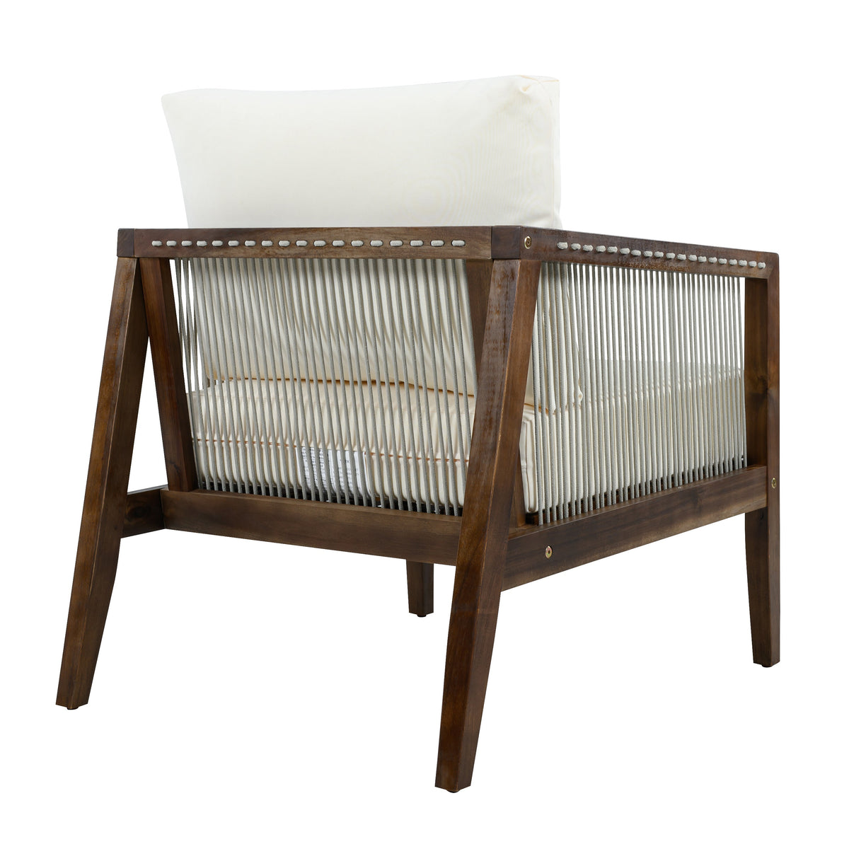 Outdoor Club Chair, Acacia Wood Frame with Rope Back