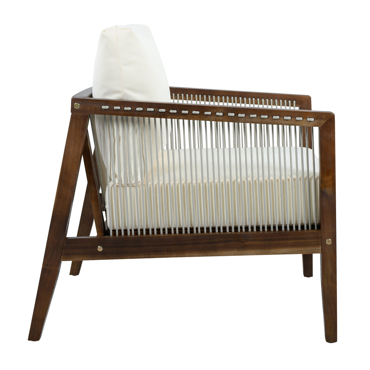 Outdoor Club Chair, Acacia Wood Frame with Rope Back