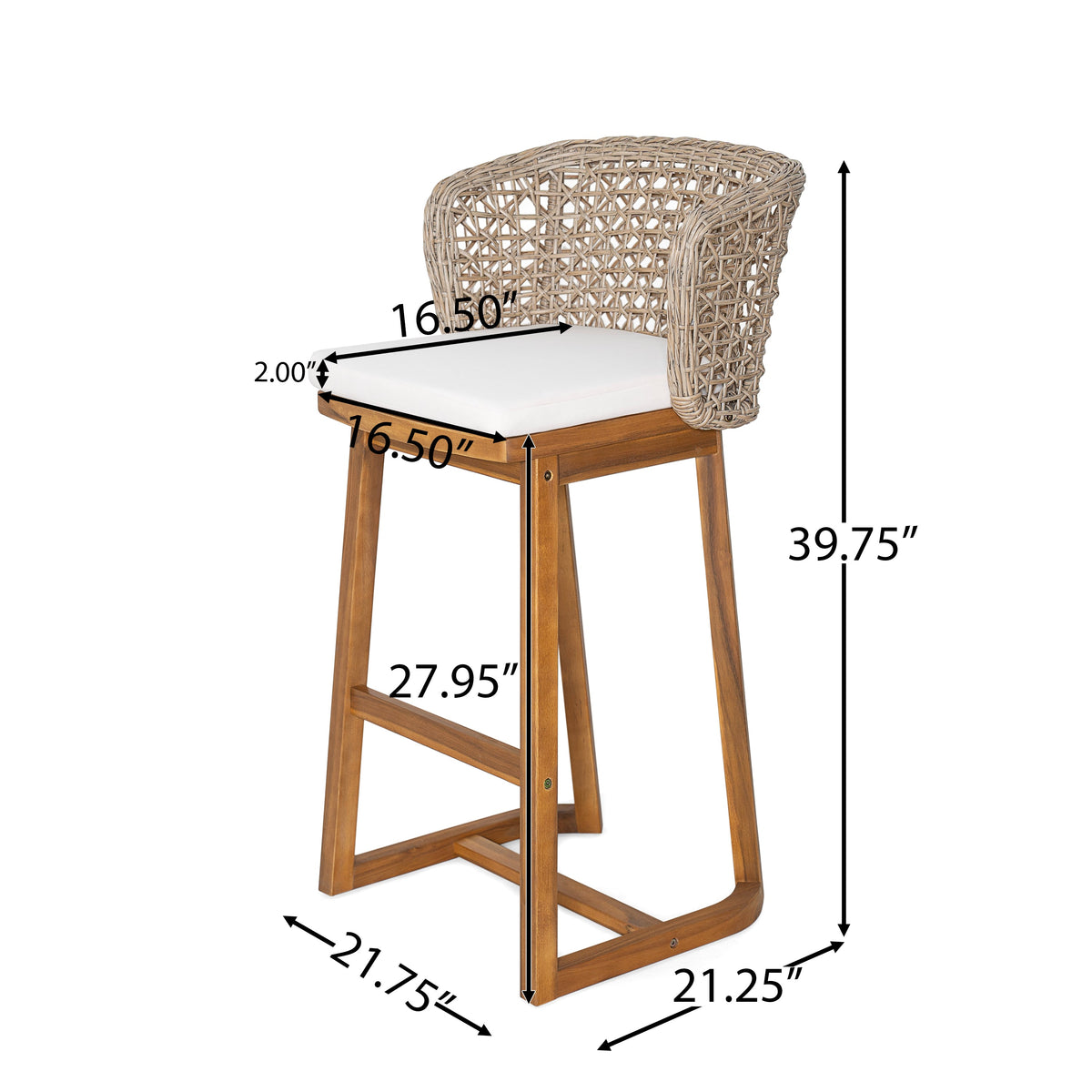 Outdoor Acacia Wood Bar Stools (4 PCS)
