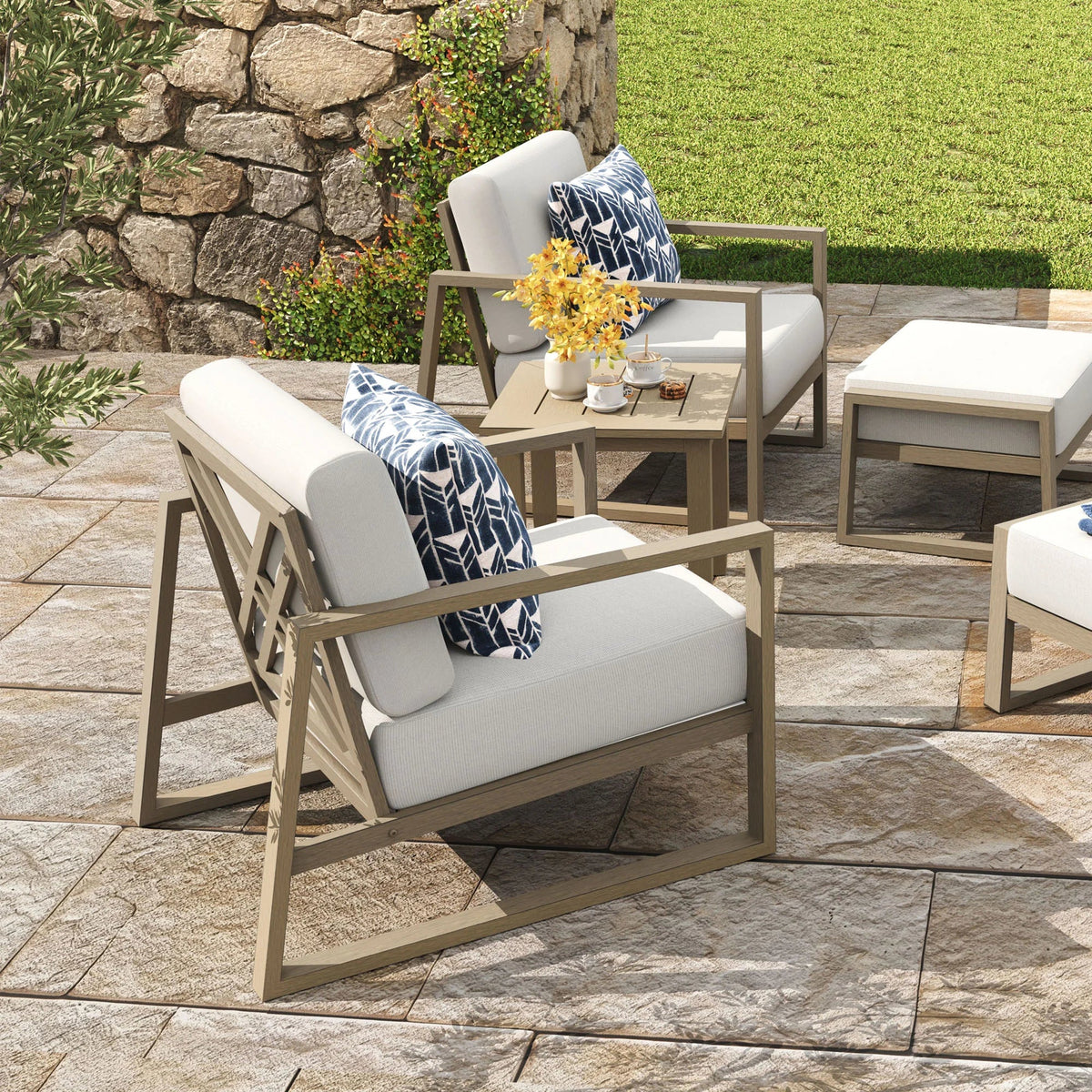 Hamarto 6 Pieces Aluminum Patio Lounge Sofa Set With Ottoman