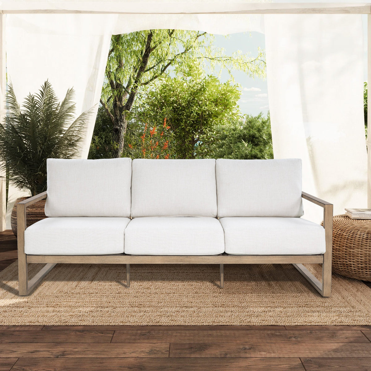Hamarto 6 Pieces Aluminum Patio Lounge Sofa Set With Ottoman