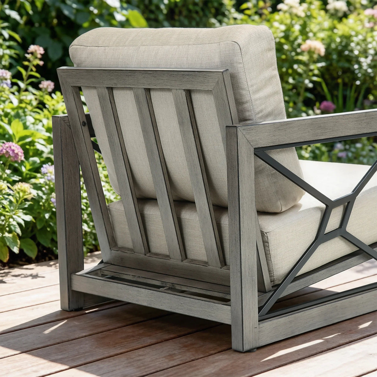 Marindo Luxury Aluminum Patio Conversation Set with Sunbrella® Fabric and Fire Pit Table