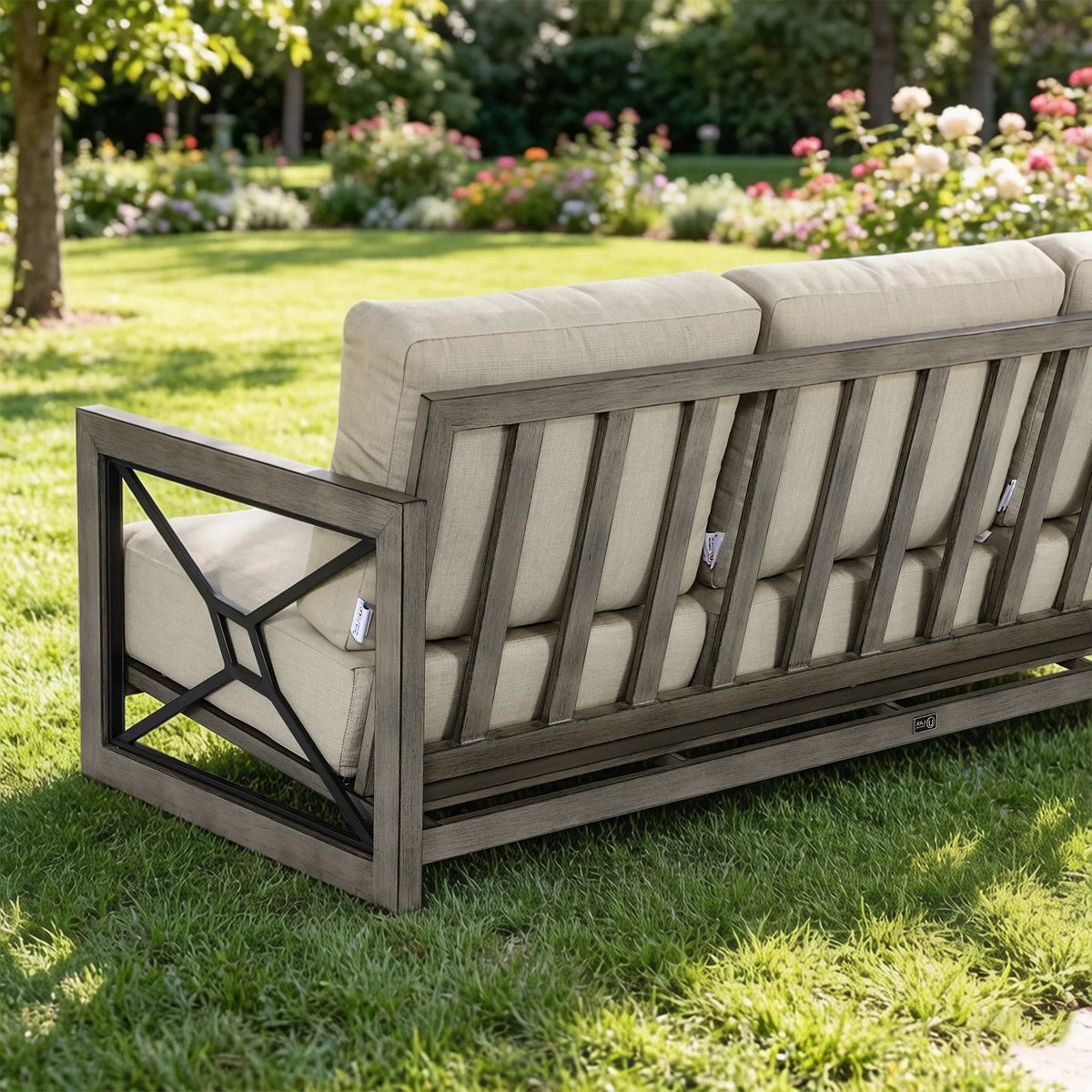 Marindo Luxury Aluminum Patio Conversation Set with Sunbrella® Fabric and Fire Pit Table