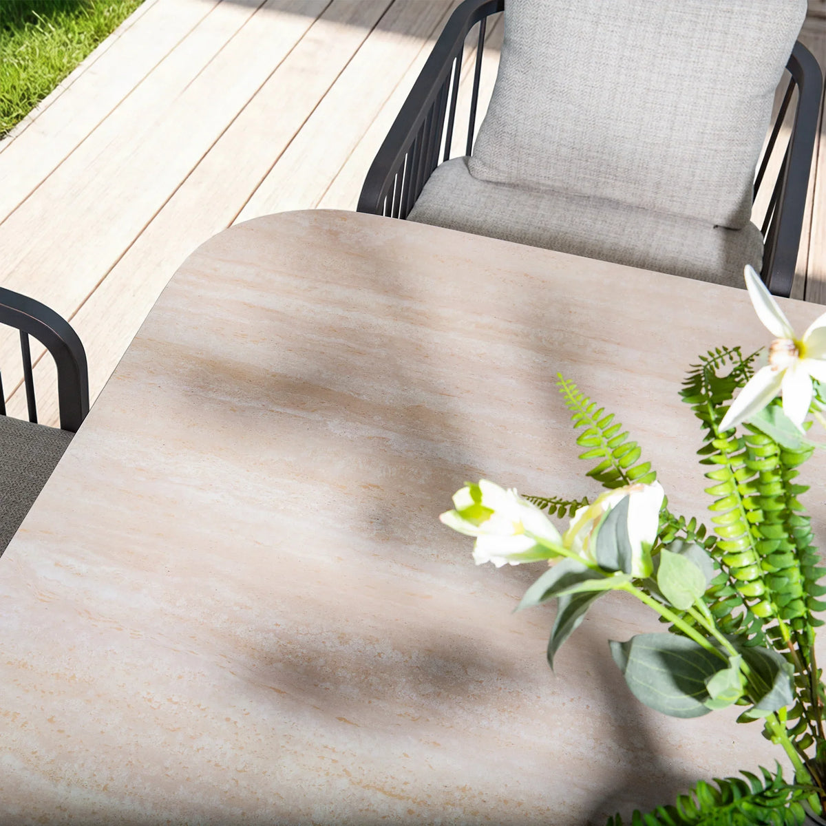 Asheville Patio Rectangular Dining Table and 6 Swivel Chair