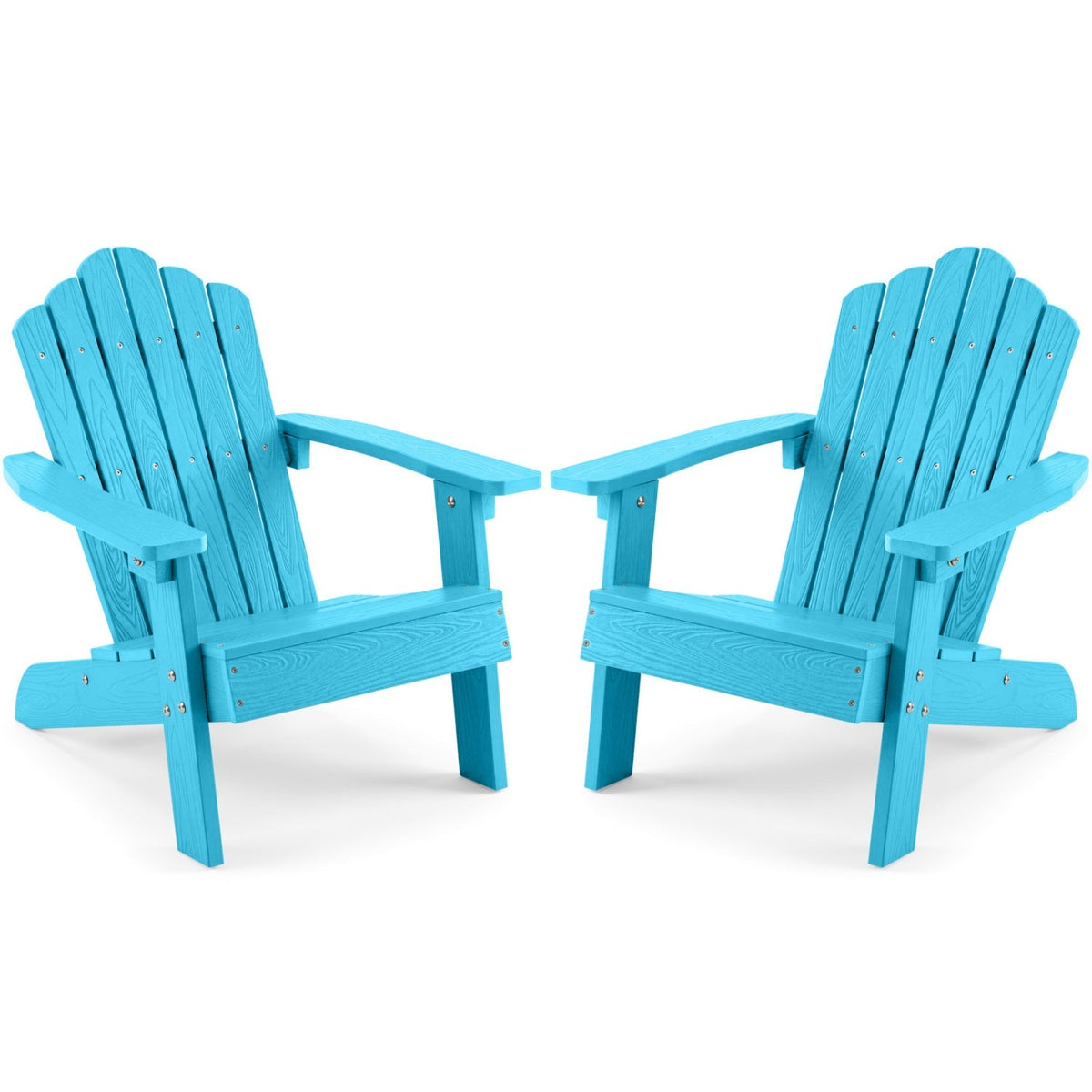 Set of 2 Kids Adirondack Chairs All-weather Outdoor Chairs for Children with Tilted High Backrest