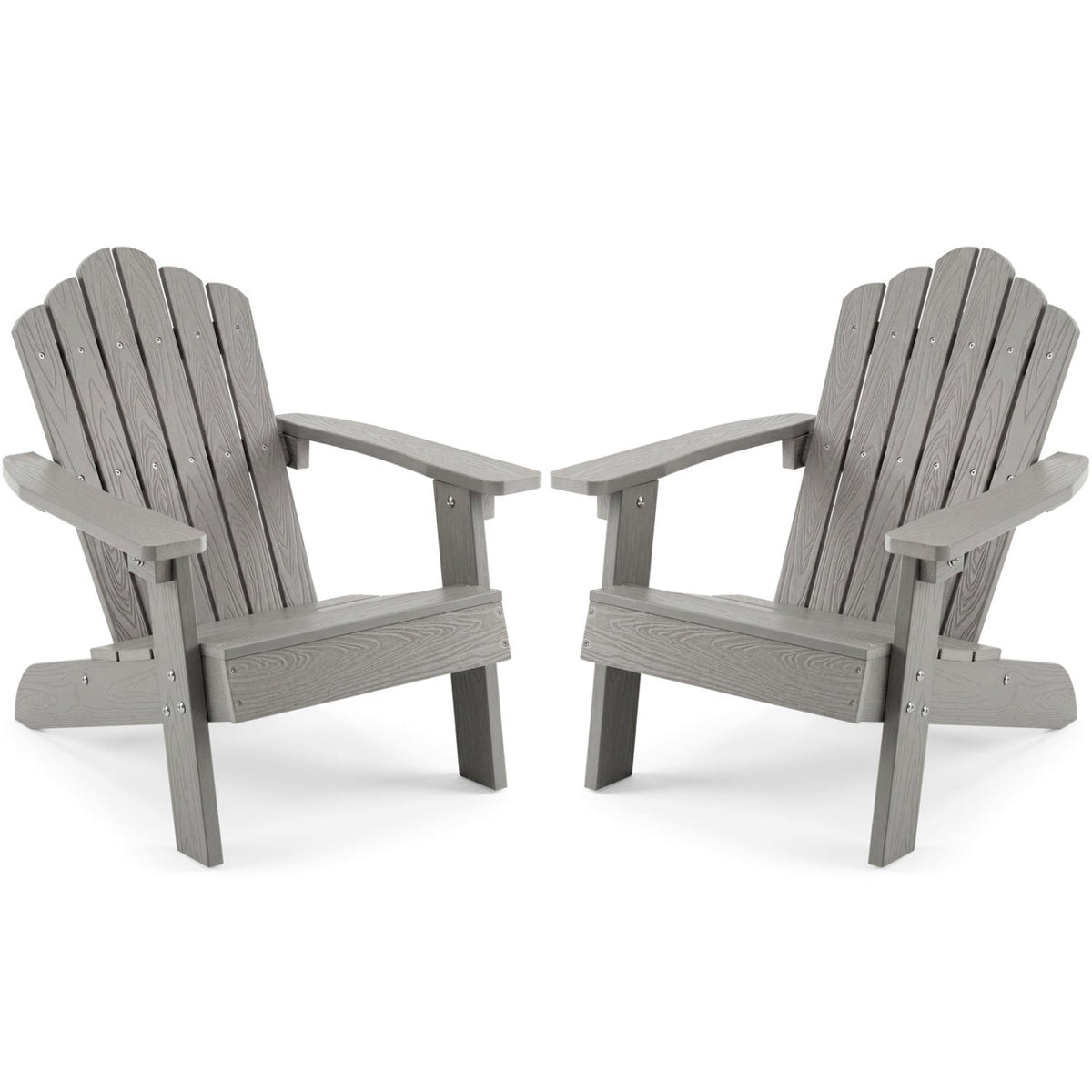 Set of 2 Kids Adirondack Chairs All-weather Outdoor Chairs for Children with Tilted High Backrest