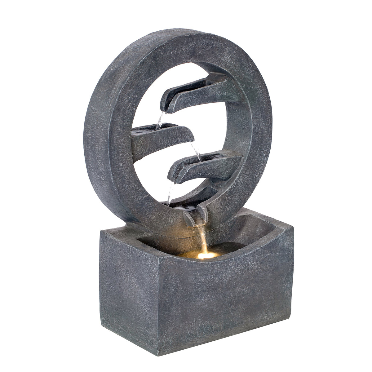 26.77"H Modern Circular Outdoor Fountain with LED Light